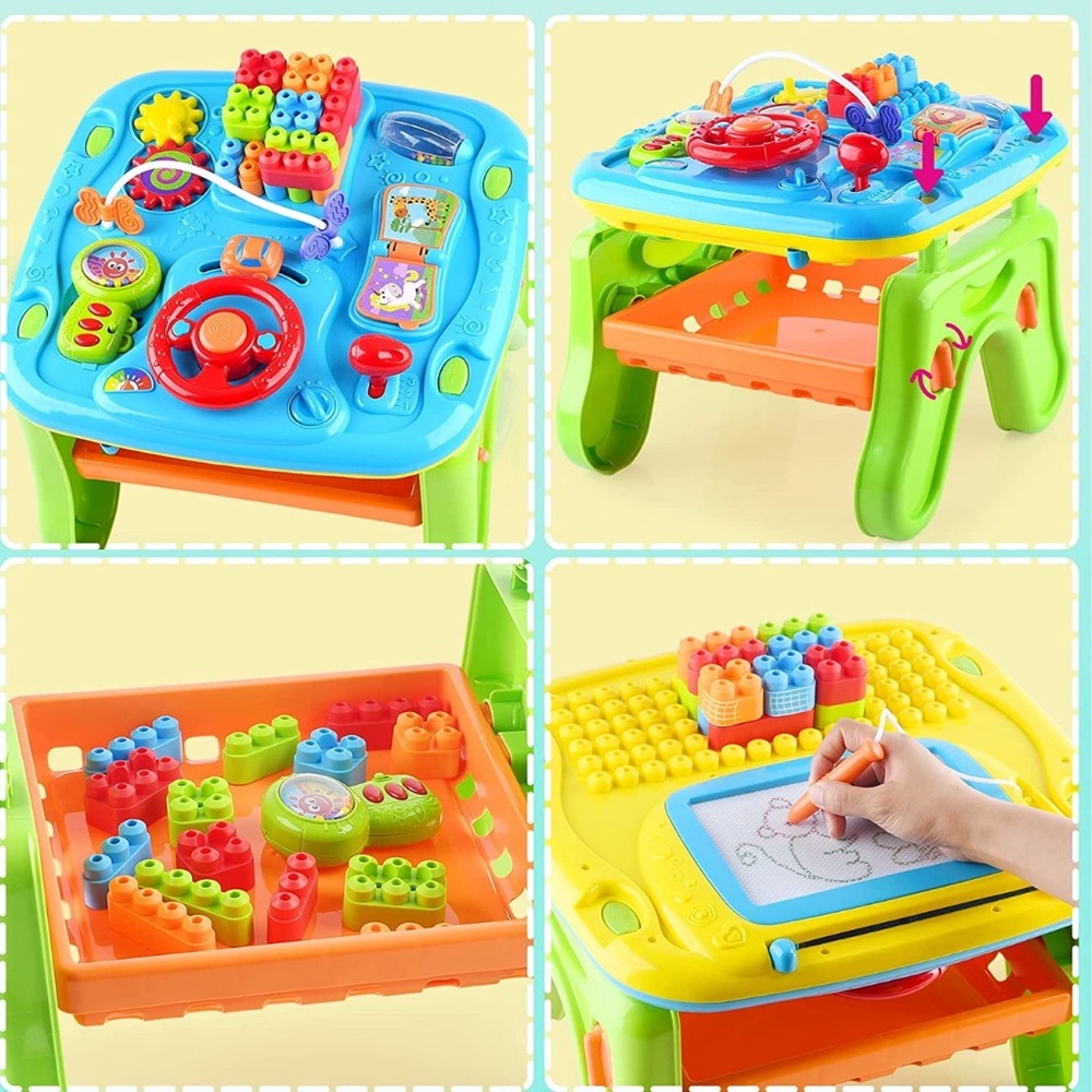 Baby Activity Table&Learing Table,7-in-1 Multi Kids Activity Table